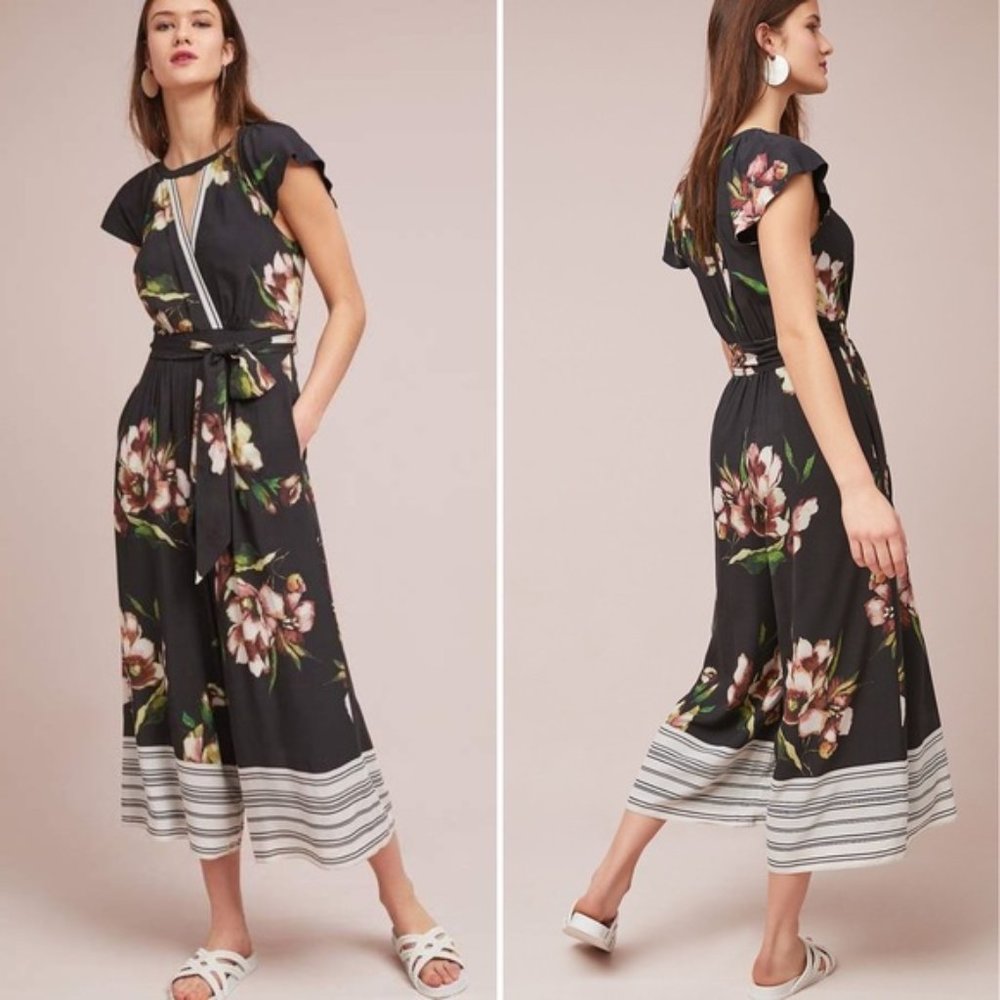 Anthropologie Maeve Bergenia Jumpsuit Crop Floral